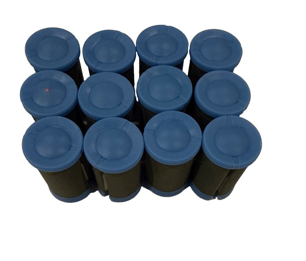 Lot of 12 Blue Black Foam Hot Hair Rollers Curlers Replacement Rollers Conair